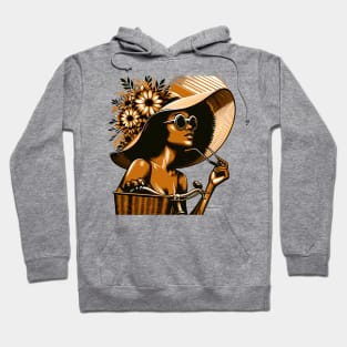 Afrocentric Woman On A Bicycle Hoodie